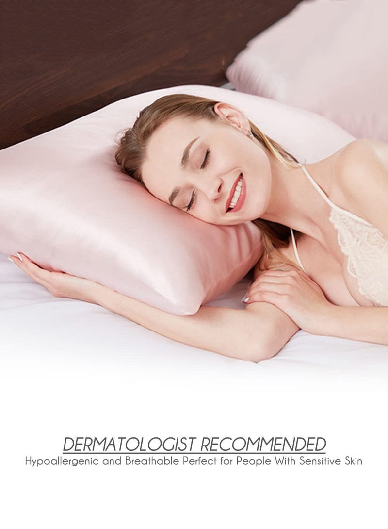 joyzzz Natural Pure Mulberry Silk Pillowcase for Hair and Skin, Hypoallergenic, Highest Grade Natural Silk Pillow Case with Hidden Zipper (1pcs,Standard 48x74cm, Pink) - Image 2
