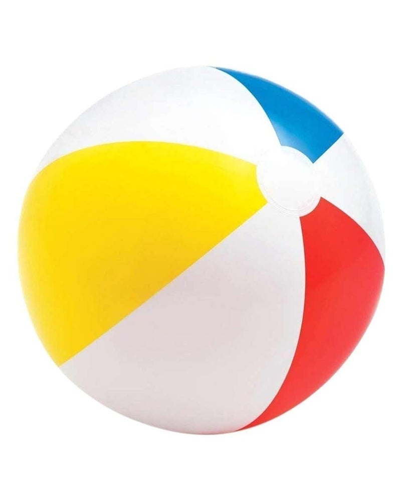KinderTales ® 20" Glossy Vinyl Beach Ball – Vibrant Red, Yellow, Blue Panels, Lightweight and Durable, Ideal for Pool Parties, Beach Days, and Group Games (Pack of 1) - Image 1