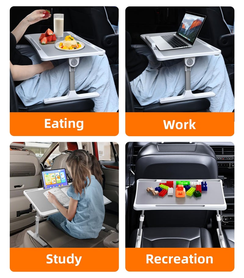 DICMKY Large Car Seat Tray Table, Foldable Travel Tray for Kids Car Seat, Height Adjustable Car Lap Desk for Laptop Computer Tablet, Rear Seat Food Eating Tray, Car Travel Essentials for Long Trips - Image 5