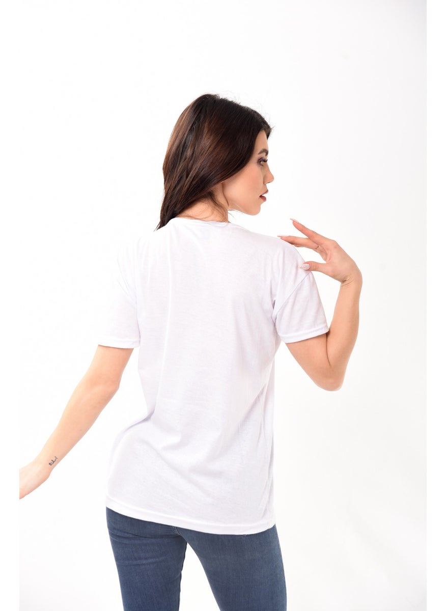 Belifanti Collection Women's Basic Crew Neck Short Sleeve T-Shirt White  - Image 3