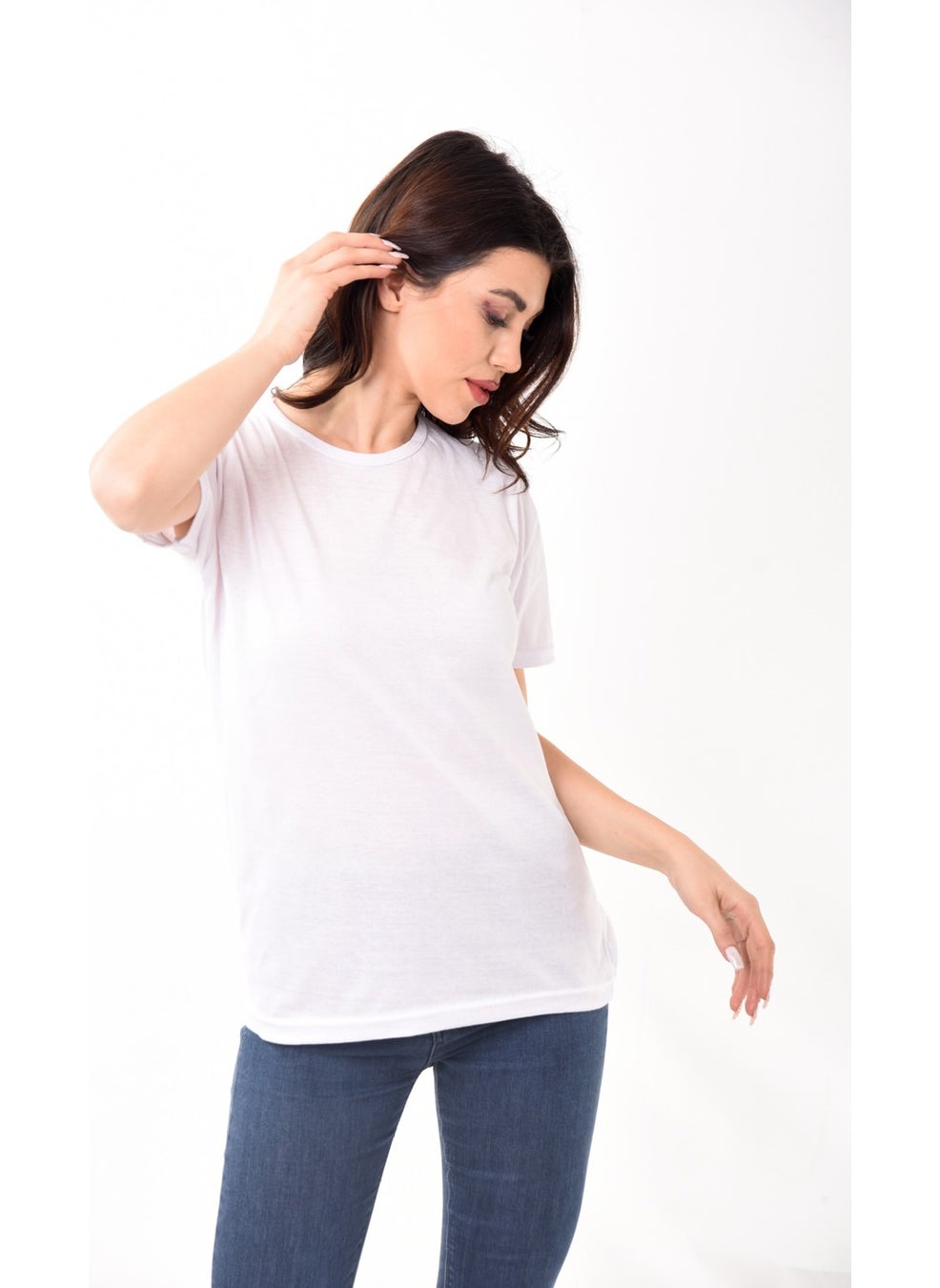 Belifanti Collection Women's Basic Crew Neck Short Sleeve T-Shirt White  - Image 2