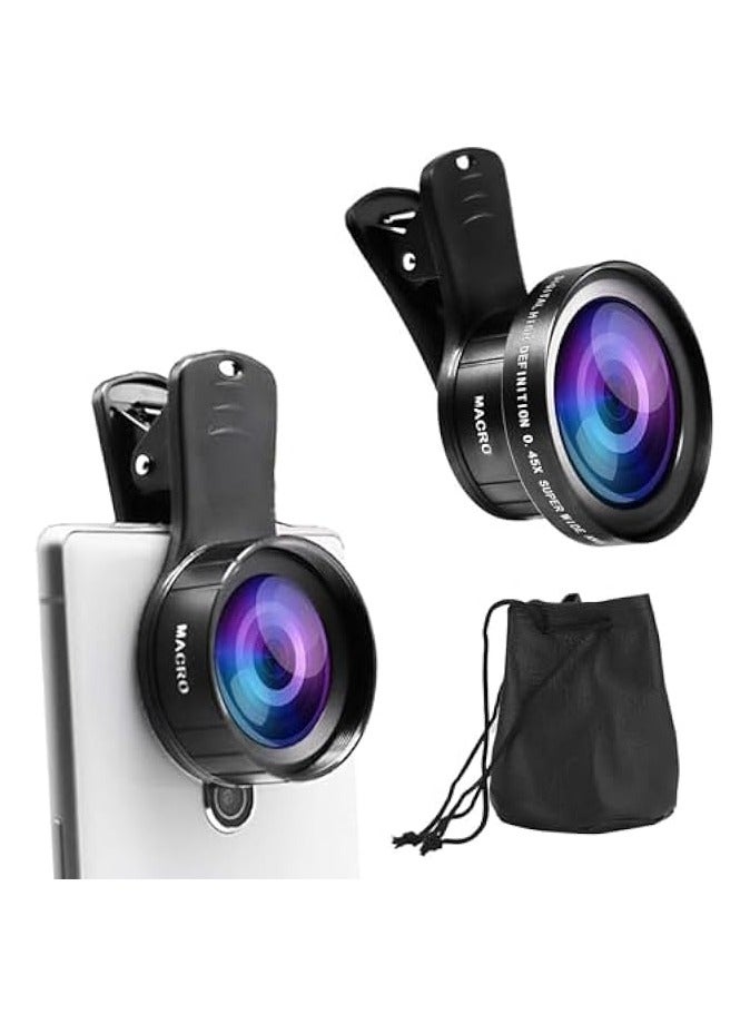 Green Tiger Phone Camera Lens Kit, 0.45x Ultra Wide Angle Lens + 12.5X Macro Lens Compatible with iPhone Samsung and Most Smartphone, Universal Cameras Lens for Videos, Live Performances, and Vlogs - Image 1