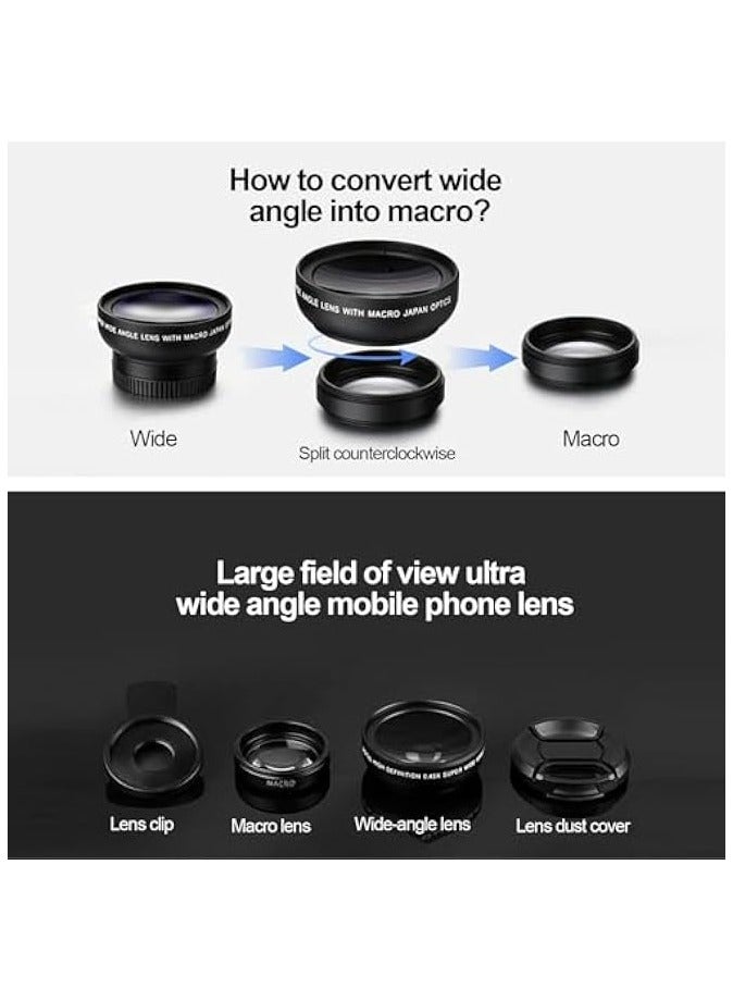 Green Tiger Phone Camera Lens Kit, 0.45x Ultra Wide Angle Lens + 12.5X Macro Lens Compatible with iPhone Samsung and Most Smartphone, Universal Cameras Lens for Videos, Live Performances, and Vlogs - Image 3
