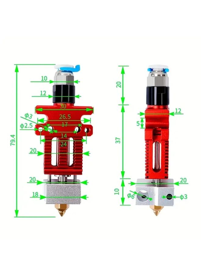 طقم رأس الطباعة المعدني بالكامل المجمع لطابعة CR6 SE Ender 3 CR5 PRO ثلاثية الأبعاد - Image 3