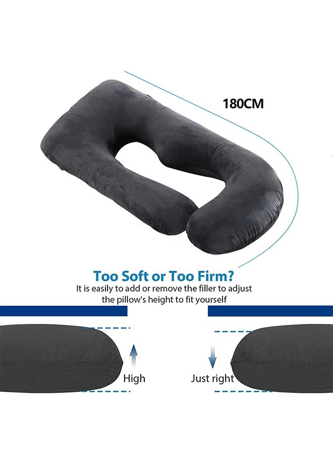 VTERLY U-Shape Maternity Pregnancy Pillow 180cm Long Full Body Support with Removable Bean Velvet Cover for Comfortable Pregnancy Daily Use - Image 2