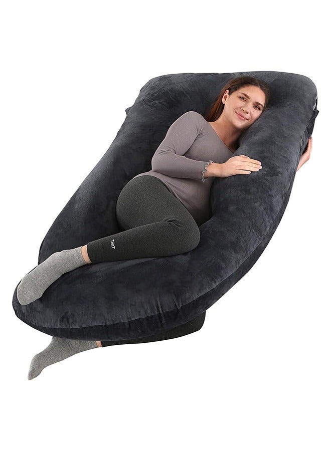 VTERLY U-Shape Maternity Pregnancy Pillow 180cm Long Full Body Support with Removable Bean Velvet Cover for Comfortable Pregnancy Daily Use - Image 1