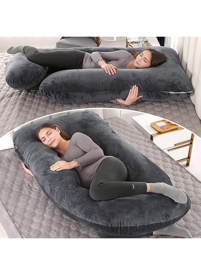 VTERLY U-Shape Maternity Pregnancy Pillow 180cm Long Full Body Support with Removable Bean Velvet Cover for Comfortable Pregnancy Daily Use - Image 5