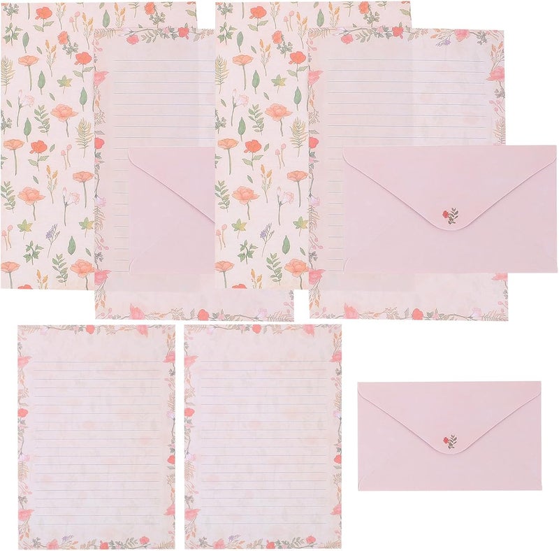 Flower and Animal Envelope Set with A5 Letter Paper, 5 Sets Stationery Kit for Letter Writing and Party Supplies, Decorative Multi-use Note and Scrapbook Paper - Image 1