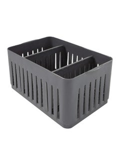 Simplify Simplify 3 Compartment Stackable Bin with Adjustable Dividers, Drawer Organizer, Storage Basket, Good for Office, Desk Supplies, Dorm, Bathroom, Accessories, Make Up, Grey  - Image 1