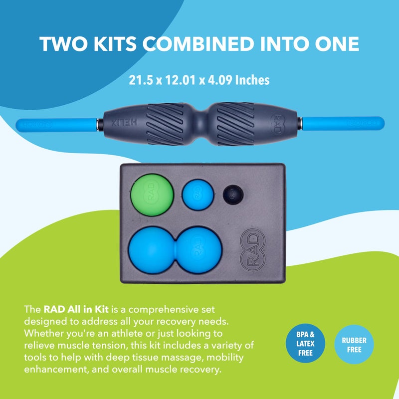RAD All in 7-in-1 Foam Roller Set - Myofascial Release Kit - Includes Massage Roller Stick, Foam Roller, Yoga Block, Peanut Roller Ball Massager, Massage Balls - Massage Tools for Mobility & Recovery - Image 4