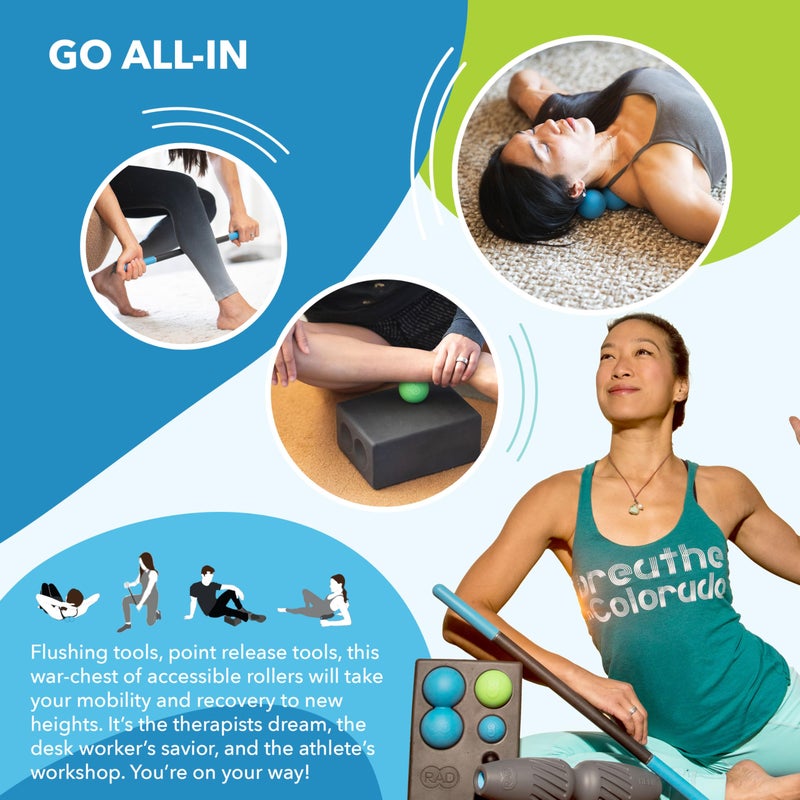 RAD All in 7-in-1 Foam Roller Set - Myofascial Release Kit - Includes Massage Roller Stick, Foam Roller, Yoga Block, Peanut Roller Ball Massager, Massage Balls - Massage Tools for Mobility & Recovery - Image 3