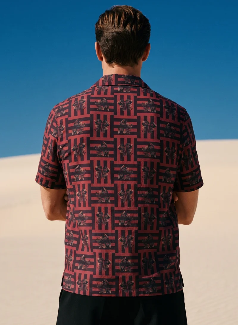 Tezhhomayaa  Mireaux II Cuban Collared Shirt - Statement Print for Men | Best Price UAE
