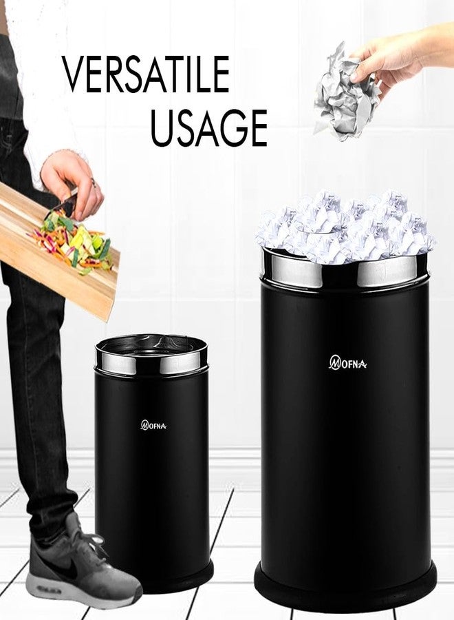 mofna Stainless Steel Open Type Solid Dustbin Without Lid - Recycle Bin, Trash Can, Paper Bin - Modern and Durable Waste Management Solution (8x12 Inch, 10 Liter, Black) - Image 4