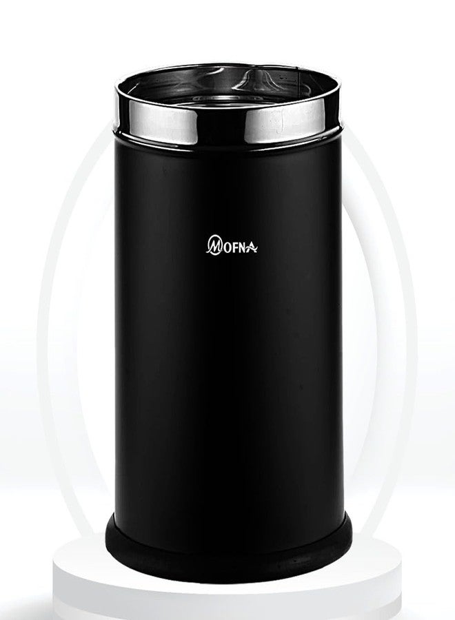 mofna Stainless Steel Open Type Solid Dustbin Without Lid - Recycle Bin, Trash Can, Paper Bin - Modern and Durable Waste Management Solution (8x12 Inch, 10 Liter, Black) - Image 1