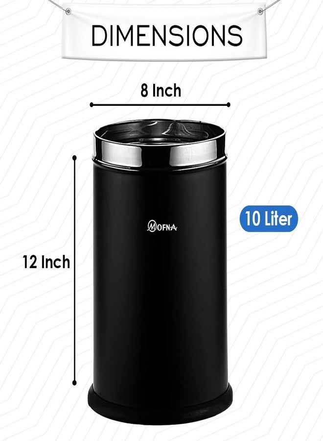mofna Stainless Steel Open Type Solid Dustbin Without Lid - Recycle Bin, Trash Can, Paper Bin - Modern and Durable Waste Management Solution (8x12 Inch, 10 Liter, Black) - Image 2