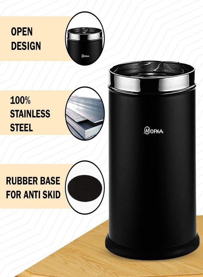 mofna Stainless Steel Open Type Solid Dustbin Without Lid - Recycle Bin, Trash Can, Paper Bin - Modern and Durable Waste Management Solution (8x12 Inch, 10 Liter, Black) - Image 3