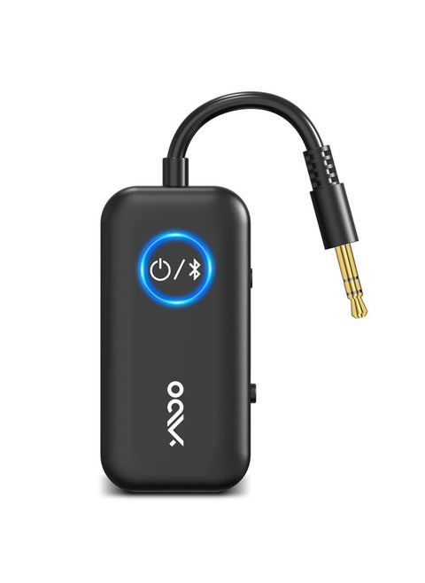 Bluetooth 5.3 Transmitter Receiver for TV/Airplane to 2 Headphones, Wireless Audio Adapter with Aptx/Aptx-HD Low Latency (<40ms), Aux Connector for Home Stereo/Bluetooth Earbuds/PC/Gym