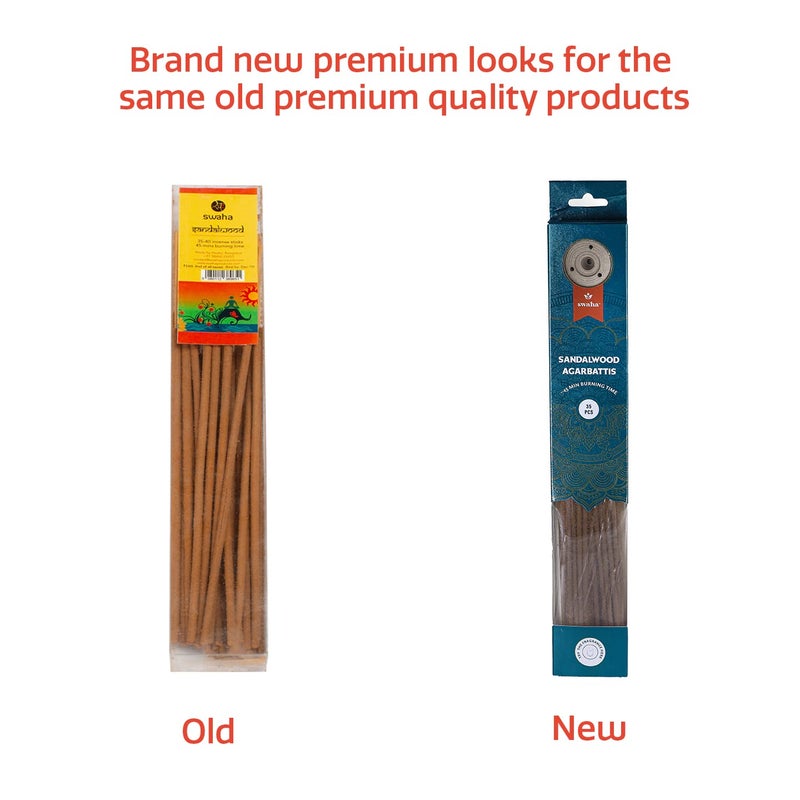 Swaha Swaha Sandalwood agarbatti Set of 35 Long Lasting Sandalwood Fragrance Incense Sticks Pack of 3  - Image 3