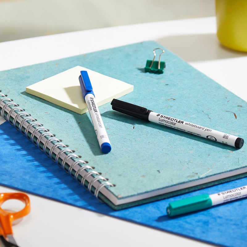 Staedtler Lumocolor drywipe/whiteboard medium tip pens wallet set of 4 markers - Image 1