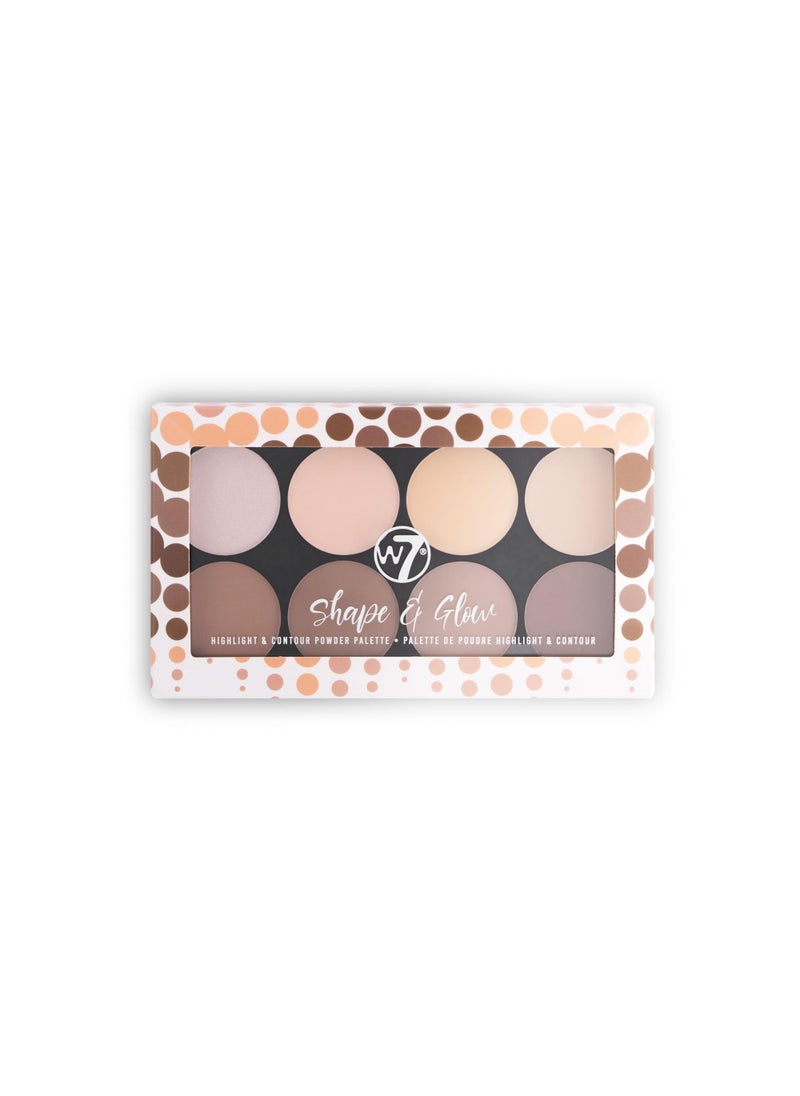 W7 W7 Shape  Glow Highlight  Contour Powder Palette  Professional 8 Shade Face Makeup Palette 