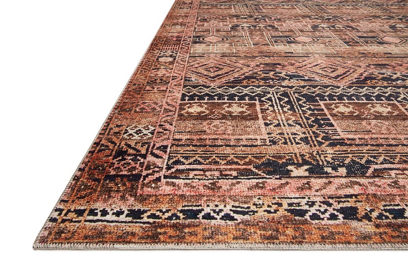 Loloi Layla Collection LAY-14 Mocha/Blush 7'-6" x 9'-6" .13" Thick Area Rug, Soft, Durable, Vintage Inspired, Distressed, Low Pile, Non-Shedding, Easy Clean, Printed, Living Room Rug - Image 2