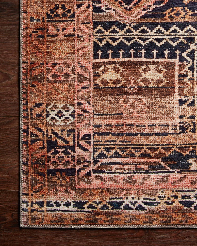 Loloi Layla Collection LAY-14 Mocha/Blush 7'-6" x 9'-6" .13" Thick Area Rug, Soft, Durable, Vintage Inspired, Distressed, Low Pile, Non-Shedding, Easy Clean, Printed, Living Room Rug - Image 5