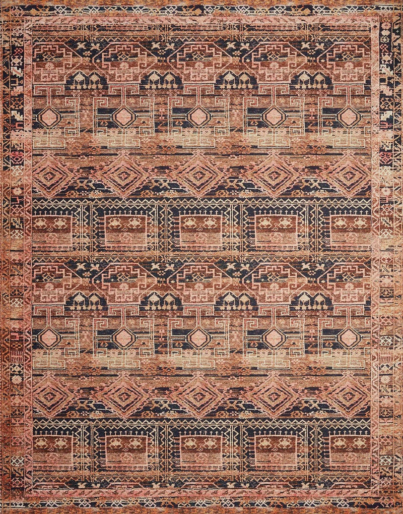 Loloi Layla Collection LAY-14 Mocha/Blush 7'-6" x 9'-6" .13" Thick Area Rug, Soft, Durable, Vintage Inspired, Distressed, Low Pile, Non-Shedding, Easy Clean, Printed, Living Room Rug - Image 3