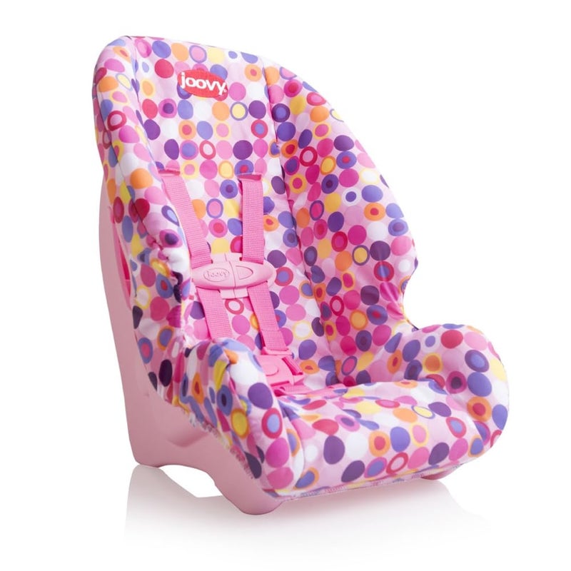 Joovy Toy Booster Seat Functional Doll Car Seat Featuring CrashTested Latch System for Safety MachineWashable Cover for Easy Cleaning and FivePoint Harness Fits Dolls 12 to 22 Pink
