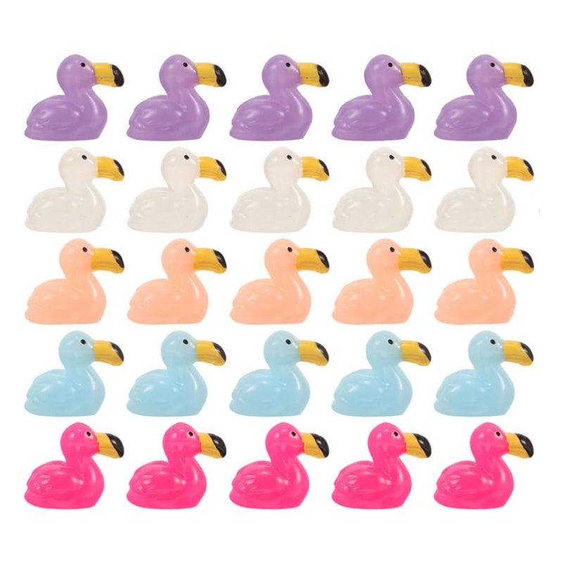 25 Pcs Mini Resin Flamingo Figures for Dollhouse Cake Aquarium Tropical Party Decor - Image 2