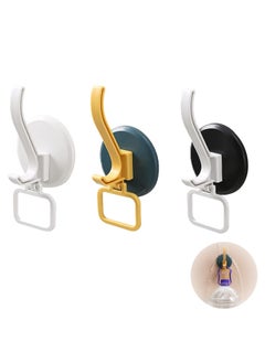 Y&D Self Adhesive Hooks Heavy Duty Bathroom Door Office Home Kitchen Stick on for Hanging Coats Towels Keys Waterproof, No Drill Glue Needed - 3 Pack (White Blue Black)  - Image 1