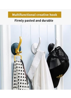 Y&D Self Adhesive Hooks Heavy Duty Bathroom Door Office Home Kitchen Stick on for Hanging Coats Towels Keys Waterproof, No Drill Glue Needed - 3 Pack (White Blue Black)  - Image 3