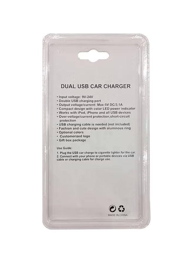 3 اكس ار محول شاحن سيارة بمنفذي USB، شحن سريع بحد أقصى 3.1 أمبير، قابس ولاعة سجائر، مدخل 9 فولت - 24 فولت، متوافق مع هواتف وأجهزة لوحية iPhone/iPad/Android - تصميم حلقة معدنية - Image 3
