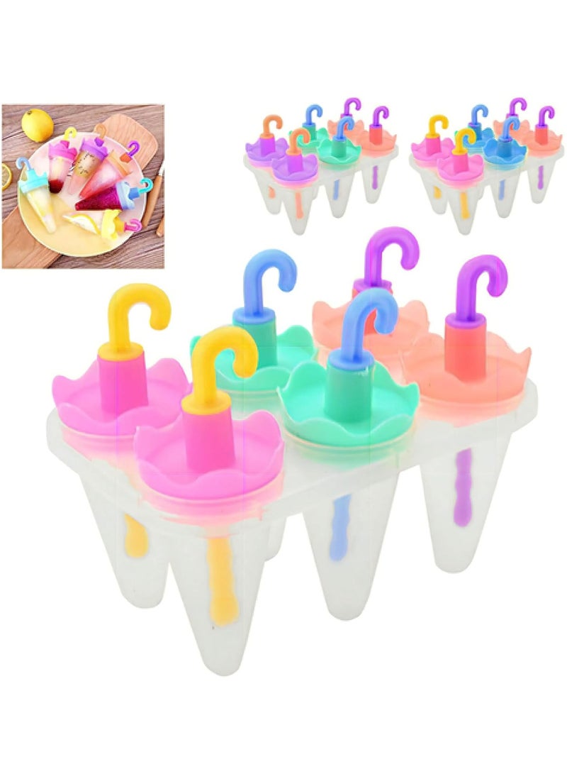 6PCS Umbrella Ice Cream Mold Ice Pop Maker DIY Ice Popsicle Molds  - Image 1