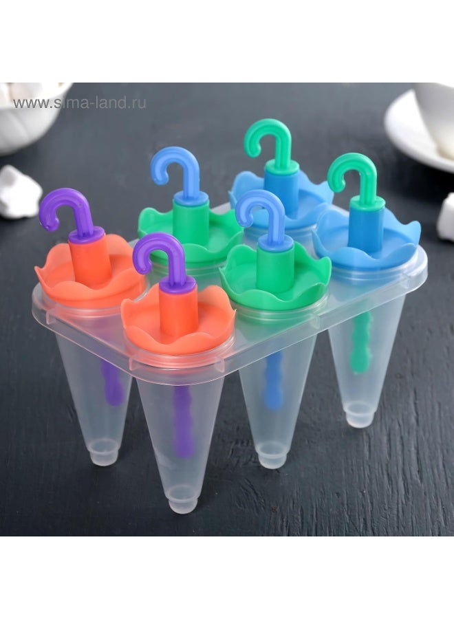 6PCS Umbrella Ice Cream Mold Ice Pop Maker DIY Ice Popsicle Molds  - Image 3