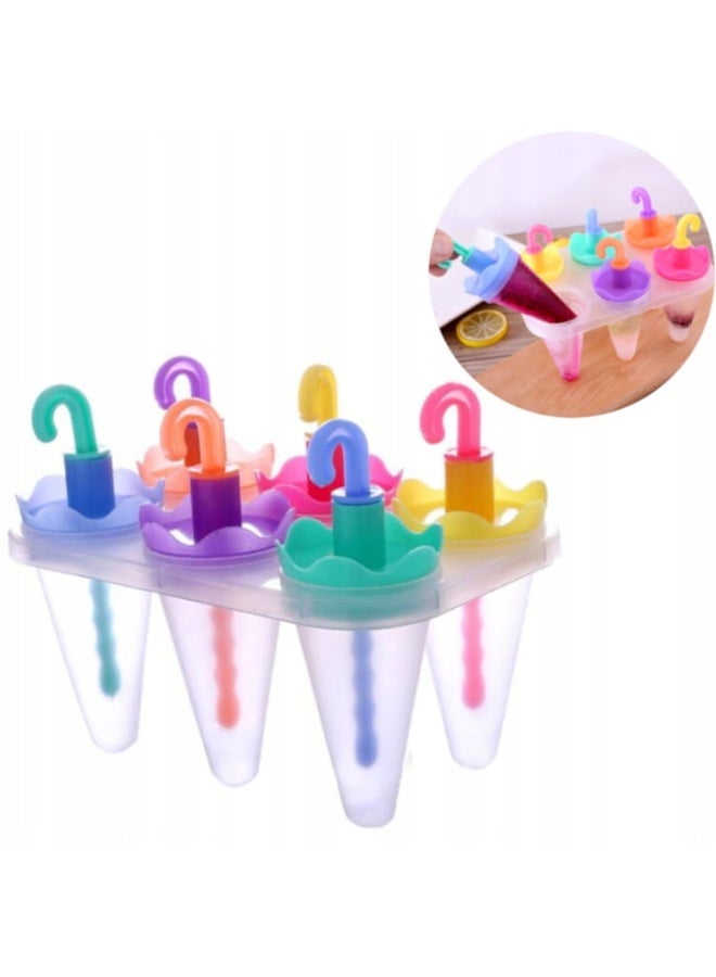 6PCS Umbrella Ice Cream Mold Ice Pop Maker DIY Ice Popsicle Molds - Image 1