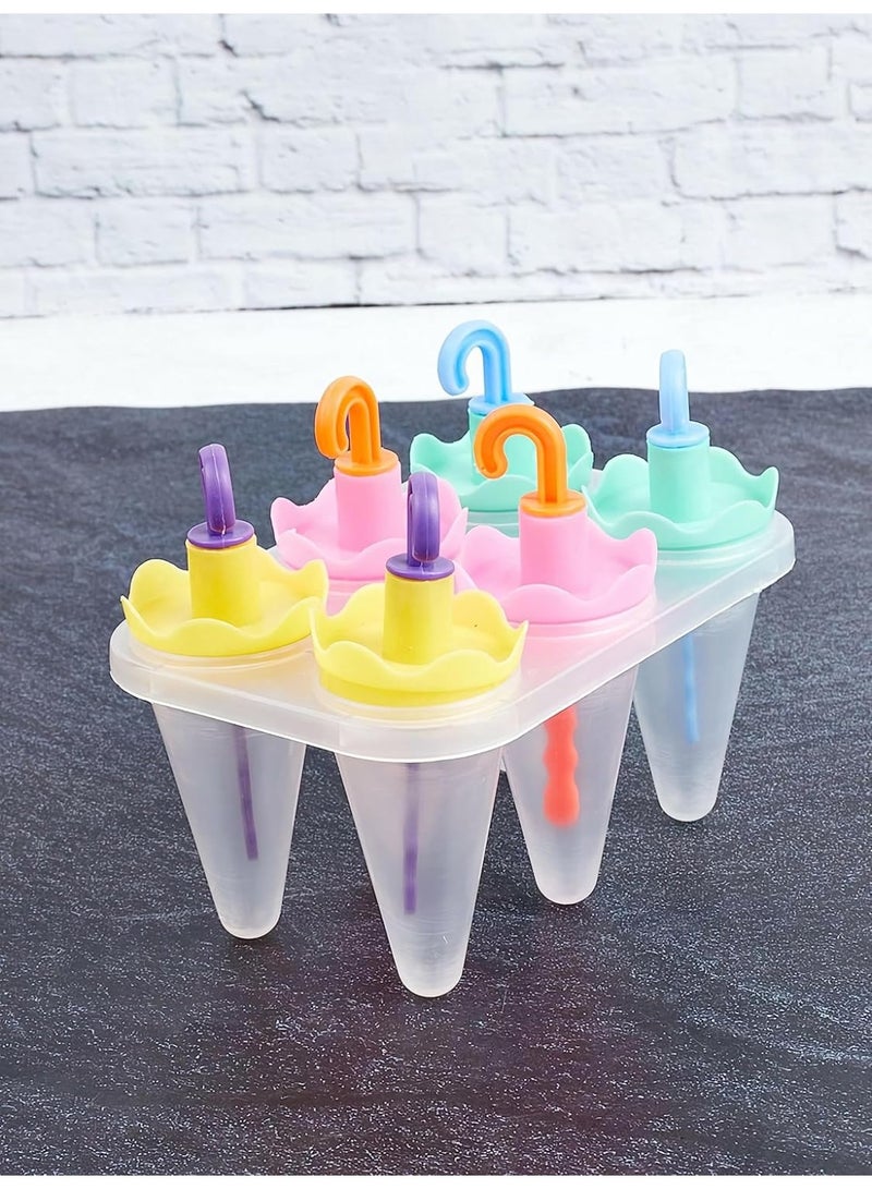 6PCS Umbrella Ice Cream Mold Ice Pop Maker DIY Ice Popsicle Molds - Image 5