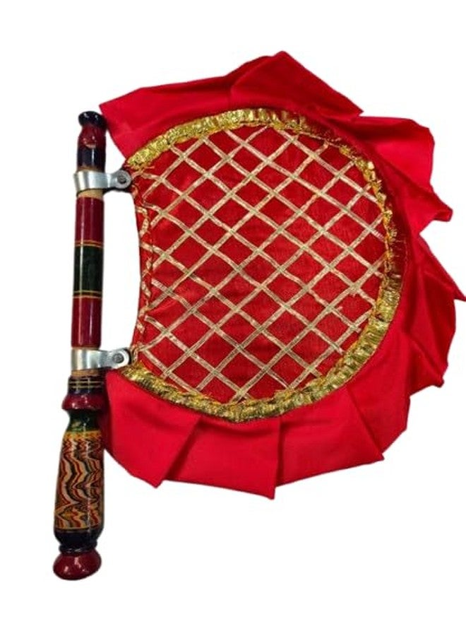 uphaar Traditional Handicraft Hand Held Fan, Red - Image 1