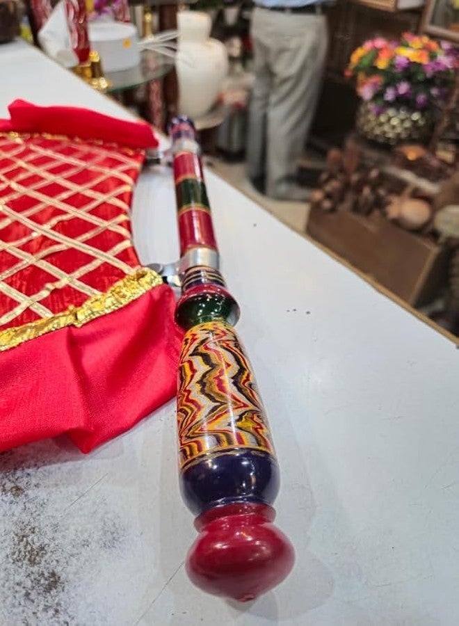 uphaar Traditional Handicraft Hand Held Fan, Red - Image 2