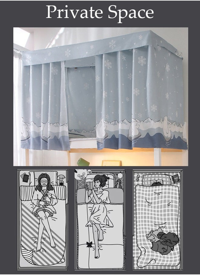 DUNISO Blackout Upper Berth Bunk Bed Curtains Dormitory Room Lightproof Decorative Roommate Privacy Cover Canopy Photo Background Decor Backdrop Blackout Curtain 3 Panels with a Top  - Image 2