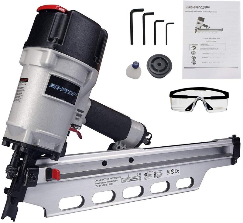 BHTOP 9021NS Framing Nailer 21 Degree 3-1/2" with Depth Adjustment Professional Air Nail Gun - Image 1