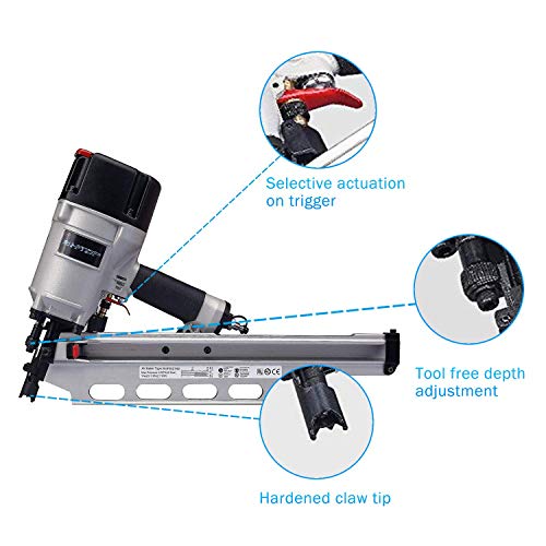 BHTOP 9021NS Framing Nailer 21 Degree 3-1/2" with Depth Adjustment Professional Air Nail Gun - Image 5