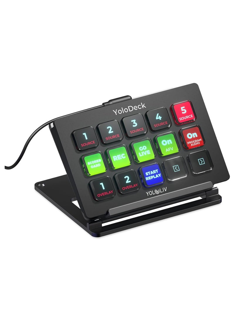 YOLOLIV YoloDeck, Studio Controller Keyboard, 15 Customizable LCD Keys, Trigger Actions on YoloBox Ultra/YoloBox Pro
