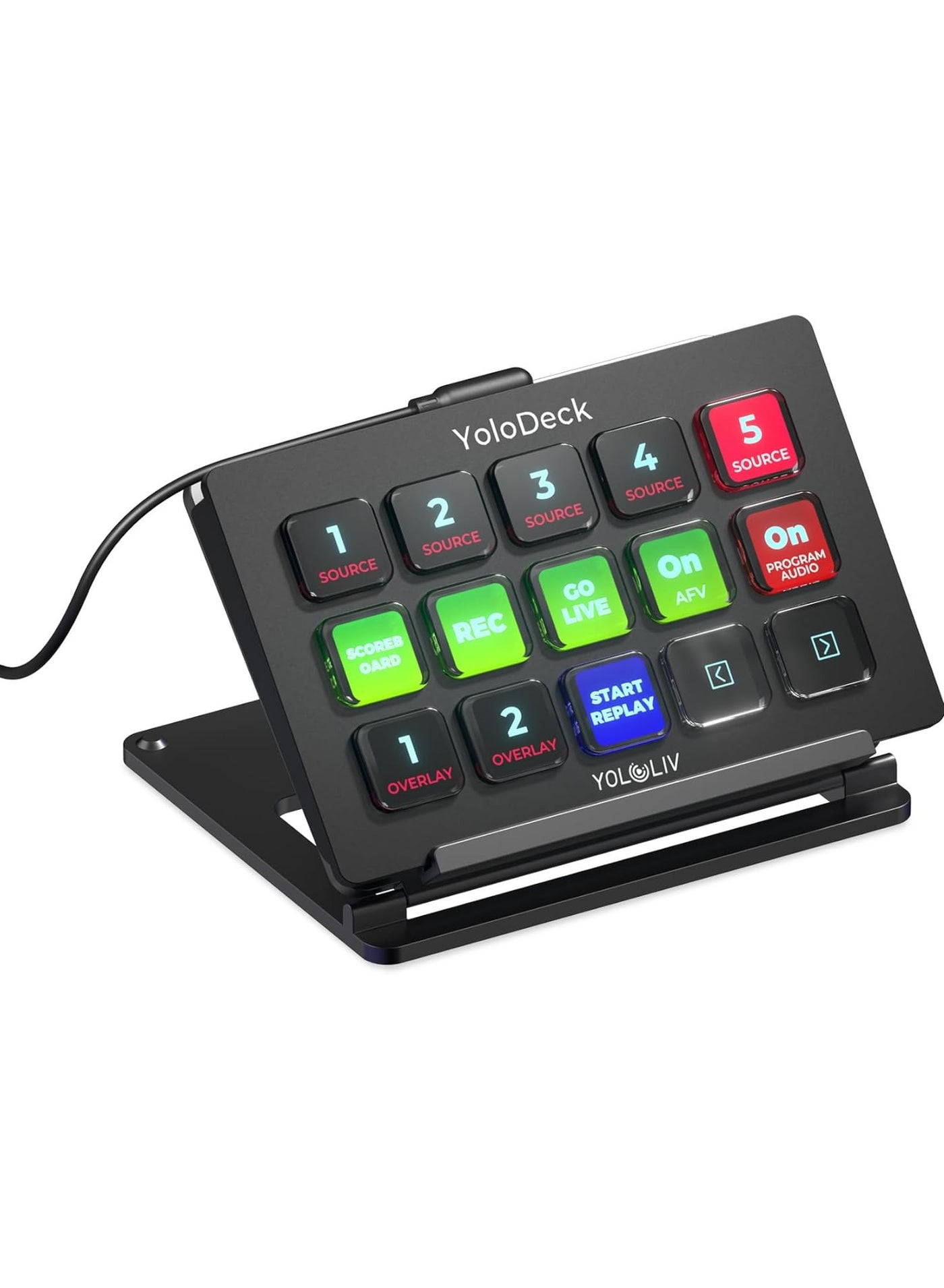 YoloLiv YoloDeck Studio Controller Keyboard 15 Customizable LCD Keys Compatible with YoloBox Extreme Ultra and Pro Stream Deck for Live Production Switching and Shortcuts