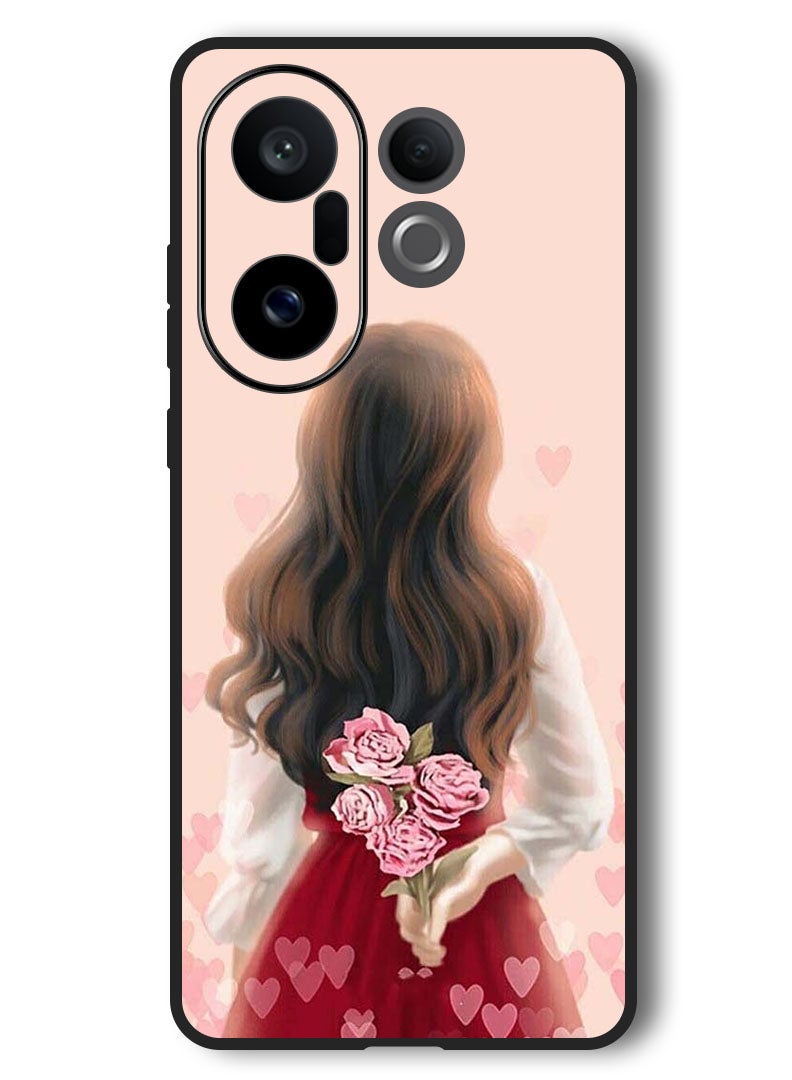 Theodor Case Compatible with Vivo X200 FE 6.31 Inch Protection Shockproof Bumper Cover Girl Hiding Flowers - Image 1