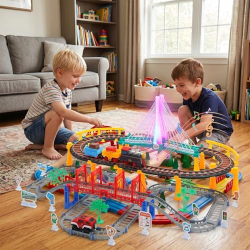 HOLYFUN Electric Toddler Train Set Toy Battery Powered Railway Train Track Toy Playset for Kids Ages 3 4 5 Boys and Girls - Image 5