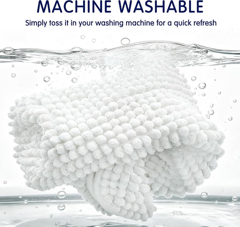 subrtex Bathroom Rugs Chenille Bath Rug Soft Short Plush Bath Mat Soft Shower Mat Water Absorbent Shower Mat Quick Dry Machine Washable(White,24" x 60") - Image 5