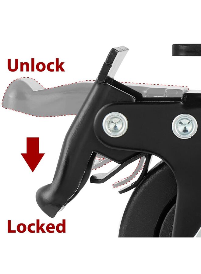 2pcs Swivel Caster Wheels with L Shape Plate,2 Inch Silent Caster Wheels Replacement, 2,200 Lb Non-wear Lockable Furniture Casters Sturdy for Toolbox Workbench Black - Image 3