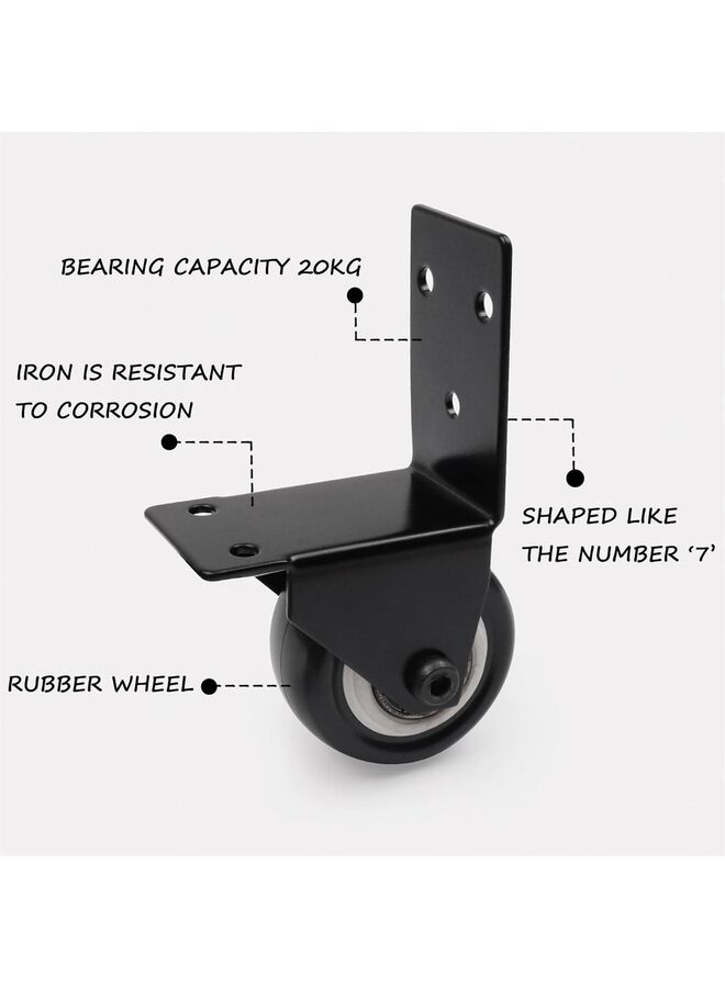 2pcs Swivel Caster Wheels with L Shape Plate,2 Inch Silent Caster Wheels Replacement, 2,200 Lb Non-wear Lockable Furniture Casters Sturdy for Toolbox Workbench Black - Image 2