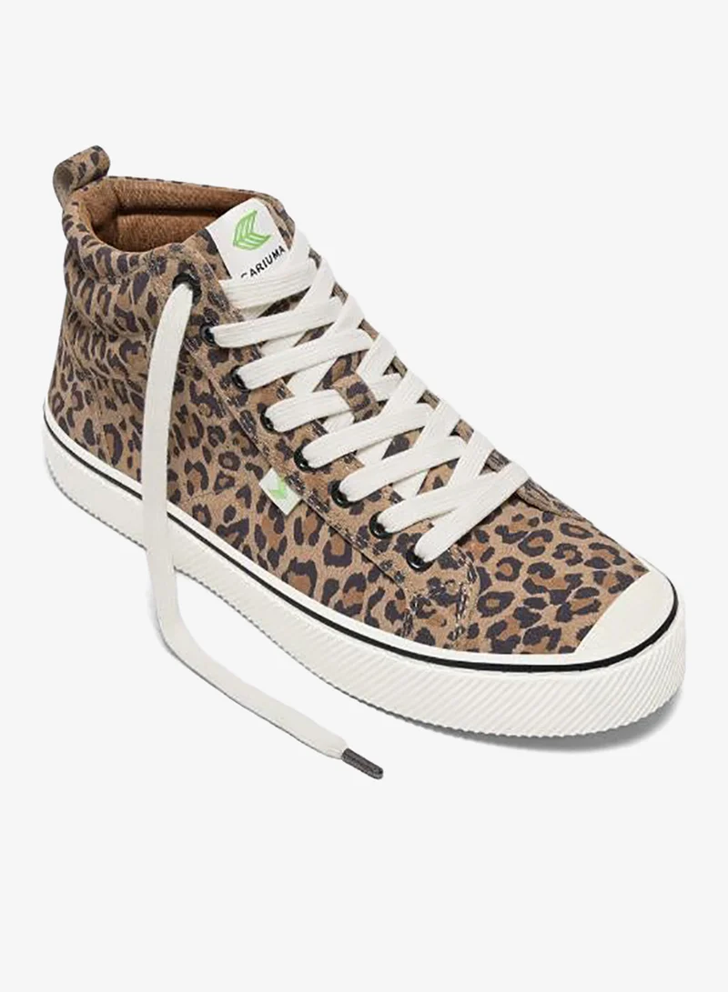 Cariuma OCA High Stripe Leopard Print Suede Sneaker