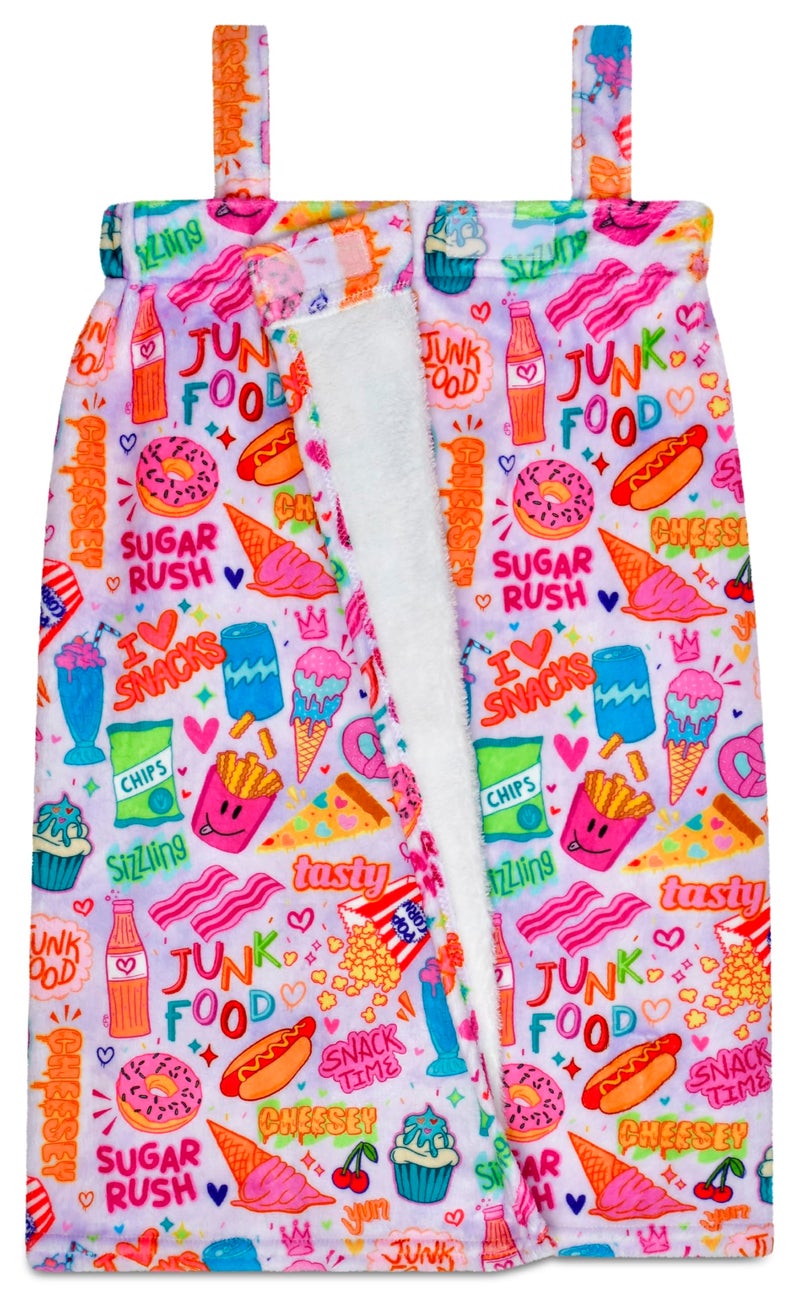 iscream + Corey Paige Designs Big Girls' Silky Soft Plush Spa Wrap - Junk Food, Medium/Large (10-14) - Image 3